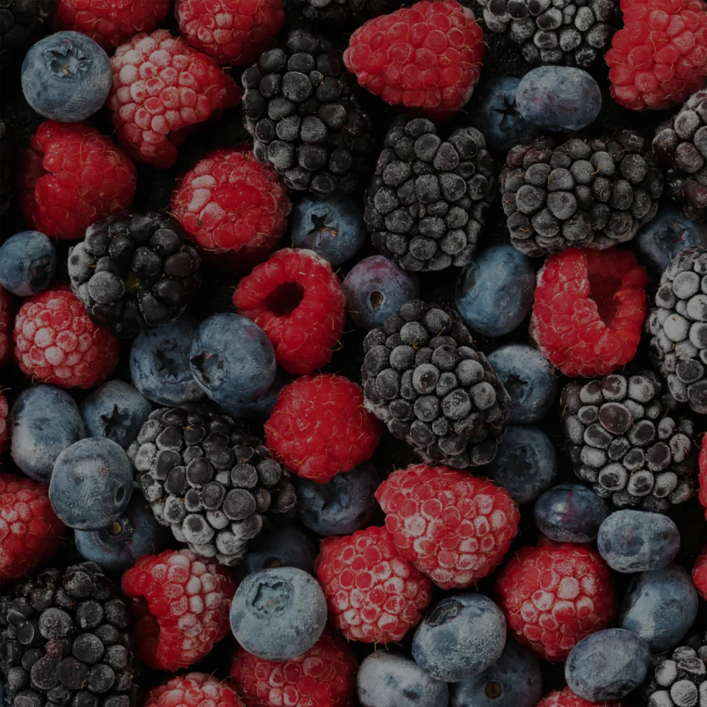 Frozen raspberries, blackberries, and blueberries—ideal for fruit packaging, stand-up pouches, and frozen food bags.