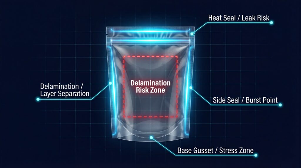 cross-section of a stand up pouch showing laminate layer